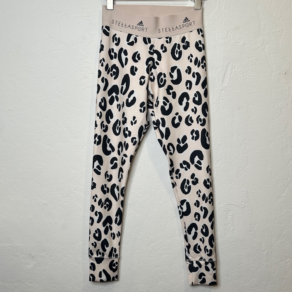 Adidas Leopard Print Leggings - Black and Cream